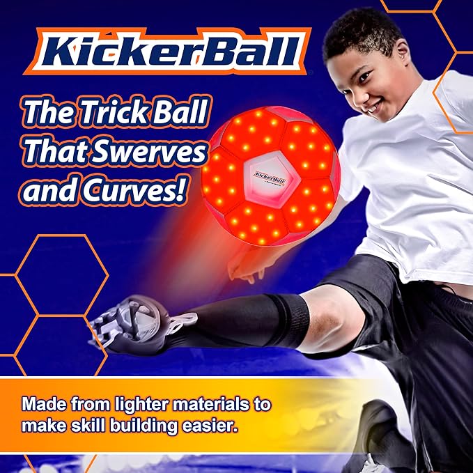 Kickerball - Curve and Swerve Soccer Ball/Football Toy - Kick Like The Pros, Great Gift for Boys and Girls - Perfect for Outdoor & Indoor Match or Game
