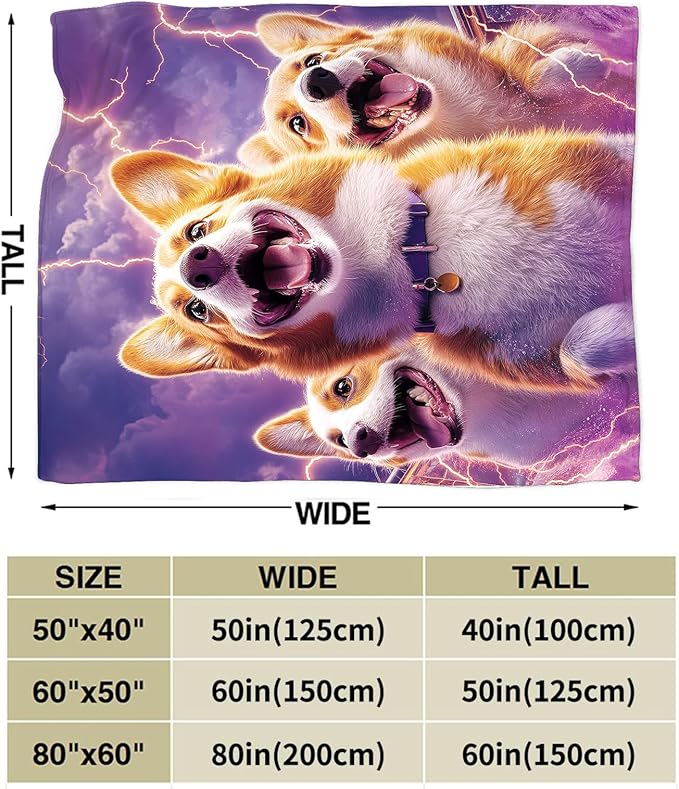 Corgi Dog Blanket Fleece Soft Warm Plush Cute Dog Throw Blanket Lightweight Plush Fuzzy Cozy Blankets for Lover Kids Adult Suitable for Couch Sofa Bed 60"X50"