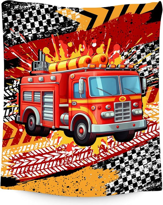Toddler Boy Blanket, Fire Truck Blankets Gifts for Kids, 40"x50" Cozy Soft Small Throws for Nap