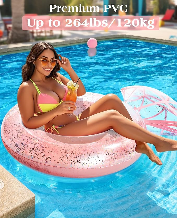 HeySplash Pool Floats, Inflatable Diamond Ring Pool Float, Large Engagement Ring Floatie for Bachelorette Party, Swim Tube River Lake Wedding Bride Stagette Decor Fun Toy Raft Adults, Rose Gold