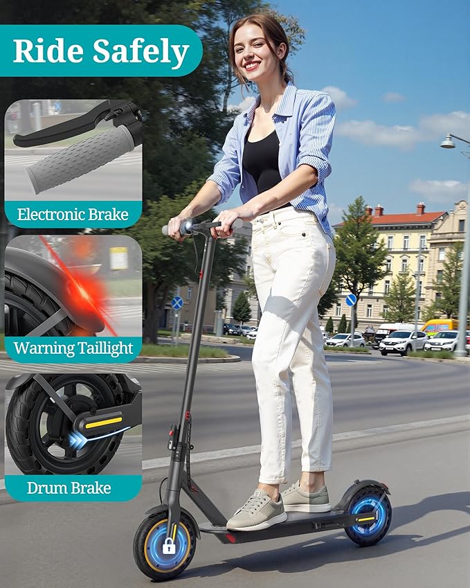 Electric Scooter for Adults - 350W/500W Motor, 8.5"/10" Solid Tire, Top Speed 19 MPH, Max 16-22 Miles Ranges, Load 265LBS, Aluminum Alloy Frame Foldable Commuting Escooter for Adults & Teens