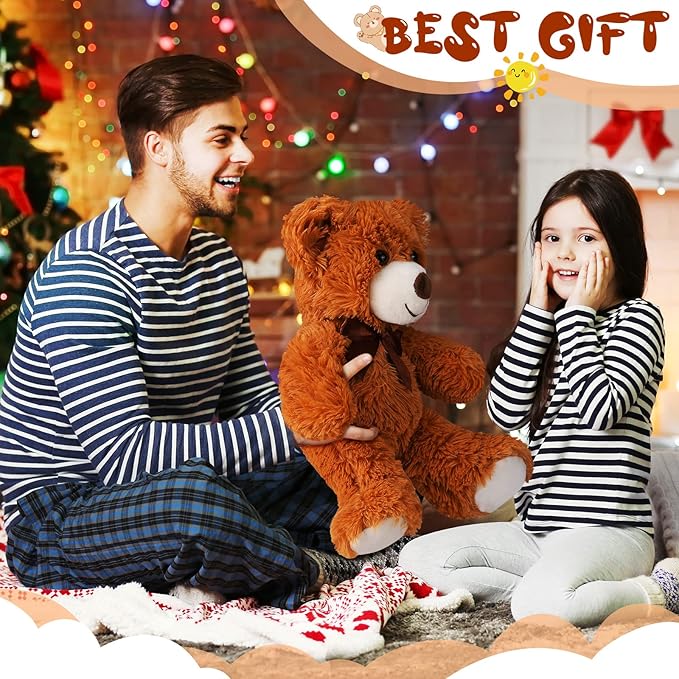 Zhanmai 18 Pcs 14 Inch Bears Stuffed Animal 2025 Graduation Gifts Bulk Plush Bear Toys for Birthday Baby Shower Party Favor(Light Brown, Dark Brown)