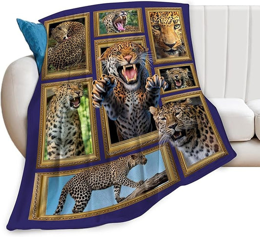 Cheetah Blanket Fleece Soft Warm Plush Wild Animal Throw Blanket Lightweight Plush Fuzzy Cozy Leopard Blankets for Lover Kids Adult Suitable for Couch Sofa Bed 80"X60"