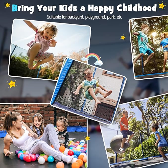 GYMAX Trampoline for Kids, ASTM Approved 12FT 14FT 15FT 16FT Recreational Toddler Trampoline with Enclosure Net, Basketball Hoop, Basketball & Pump, Rebounder for Adults