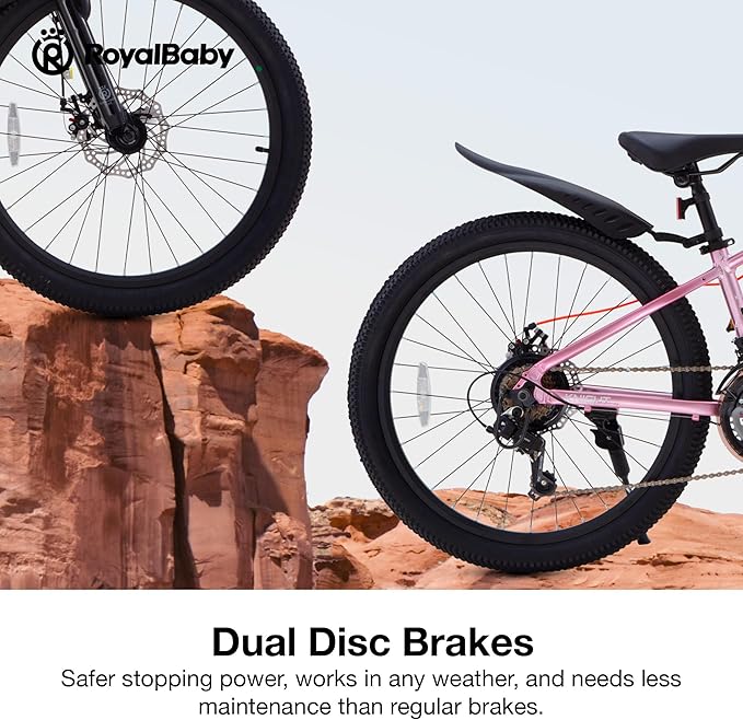 RoyalBaby Kids Mountain Bike for Boys and Girls, Ultra-Light Aluminum 20-24 Inch Wheel Bicycle for 6-14 Years Old Children, 7/21-Speeds Drivetrain