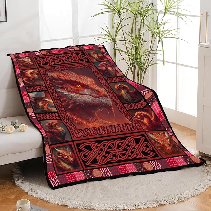 Dragon Throw Blanket Dragon Stuff Gifts for Kids Girls Boys Adults Women Men Soft Cozy Warm Plush Fluffy Fuzzy Fleece Blanket Decor 40''X50''