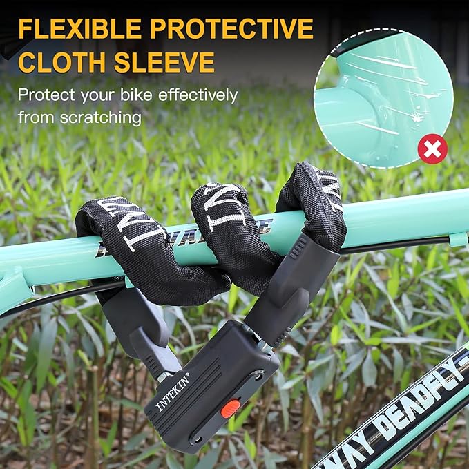 Bike Chain Lock 3FT/4FT/5FT Heavy Duty Bike Lock Anti-Theft Bicycle Chain Lock 8mm/10mm Thicker Bicycle Lock Chain Bike Lock with 3 Keys for Bike, Motorcycle