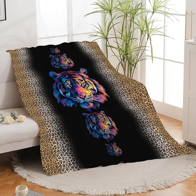 Tiger Throw Blanket Tiger Stuff Gifts for Kids Girls Boys Adults Women Men Soft Cozy Warm Plush Fluffy Fuzzy Fleece Blanket Decor 50''X60''