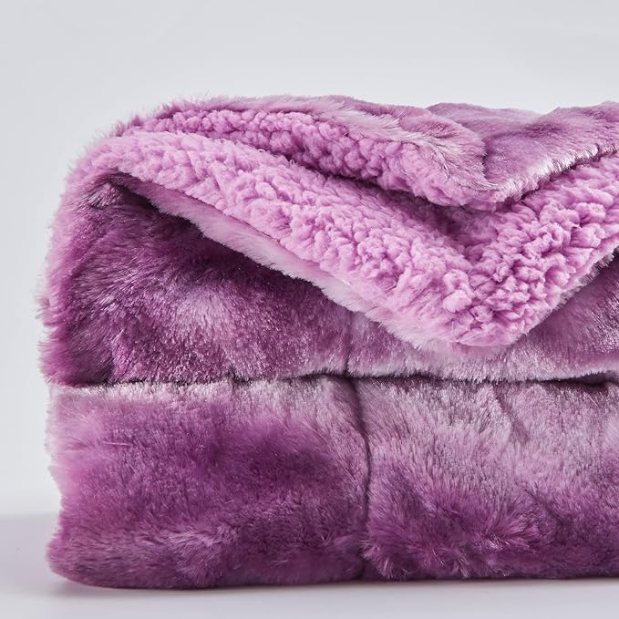 NEWCOSPLAY Super Soft Faux Fur Throw Blanket for Couch Light Purple Sherpa Fuzzy Plush Warm Blanket for Sofa Bed (Light Purple, Throw(50"x60"))
