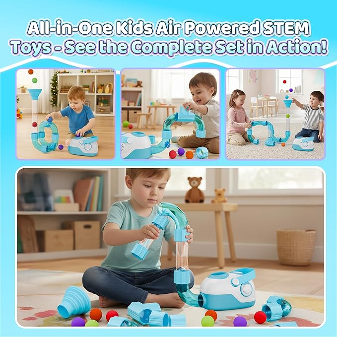 Air-Powered STEM Building Toys - Bluetooth Learning Toys with Wireless Music Play, Rechargeable & Play While Charging, STEM Toys for 3+ Year Old, Kids Toys Birthday for Kids
