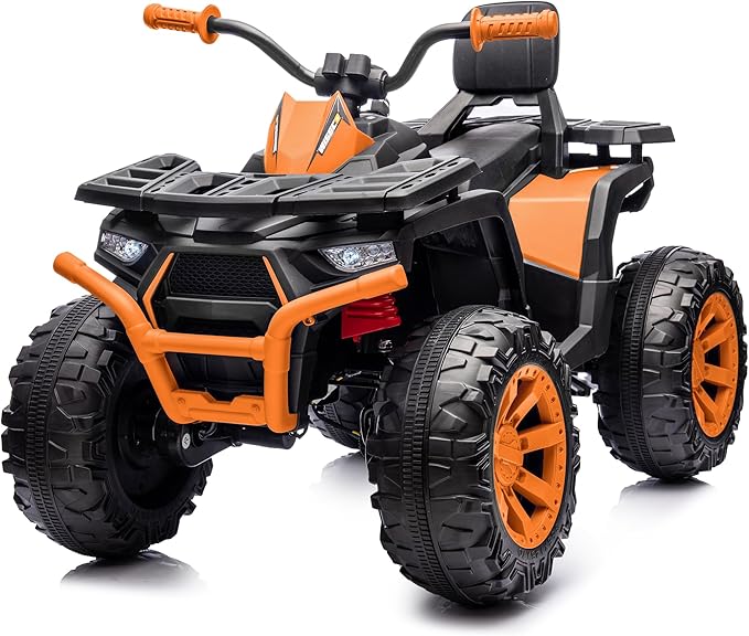 Kids ATV 4 Wheeler, 24V 4WD Electric ATV Ride On Toy for Big Kid with 2-Seater, 4x200W Motor - Orange