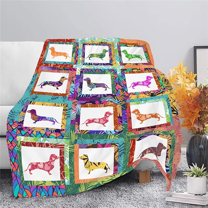 Dachshund Throw Blanket Dachshund Puppy Stuff Weiner Dog Gifts for Women Adults Men Dog Lover Kids Girls Boys Soft Cozy Warm Plush Fluffy Fuzzy Fleece Blanket Decor 40''X50''