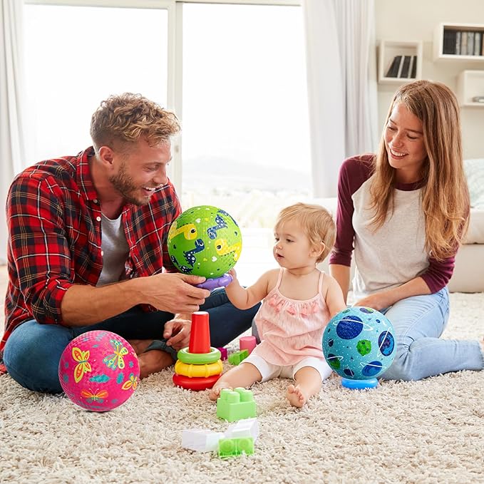ZOOJOY Pack of 4 Playground Balls, 6" Rubber Bouncy Kickball Set for Toddlers Ages 1-6, Indoor & Outdoor Dodgeball Balls for Kids with 2 Hand Pumps & Gift Boxes – Fun School & Party Toys