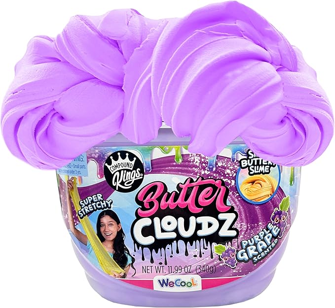 Compound Kings Fluffy Butter Cloudz Scented Large Slime Bucket for Kids – Soft, Squishy, Non-Toxic Sensory Toy | Purple Grape Slime Gift