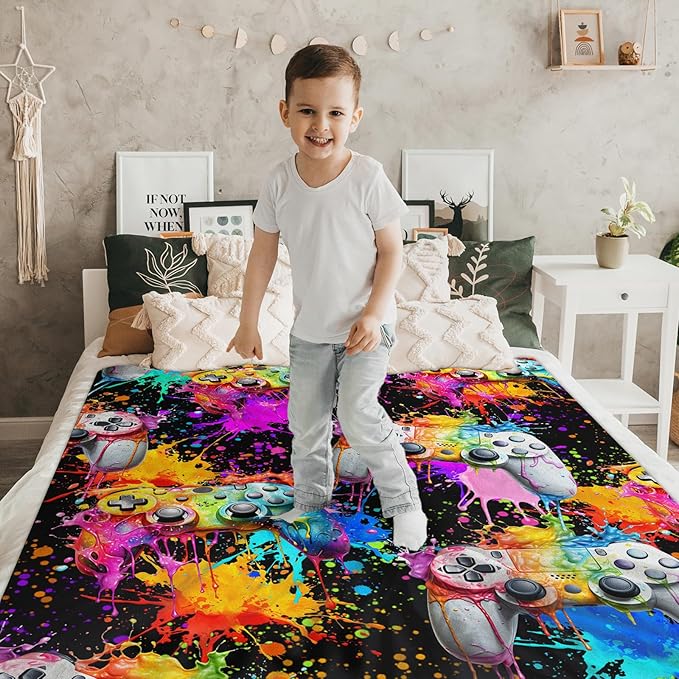 Boys Gaming Blanket Game Throw Blankets Gift for Toddler Kids Teen, 30X40 Inches Lightweight Comfy Cool Throw for Sofa Couch Bed Office Birthday Gift for Son
