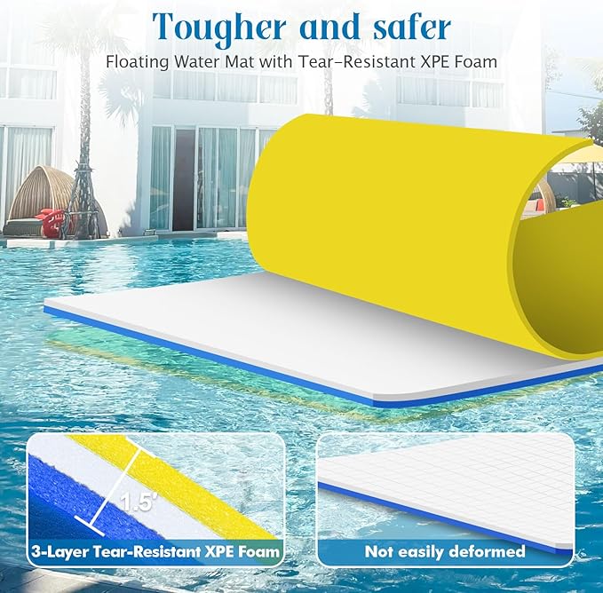 Lily Pad Floating Mat, 7/9/12/18 FT Floating Mat, Pool Float for Water Recreation, Floating Water Mat, 3-Layer Tear-Resistant XPE Foam for Boat, Beach, Ocean, Pool,Lake