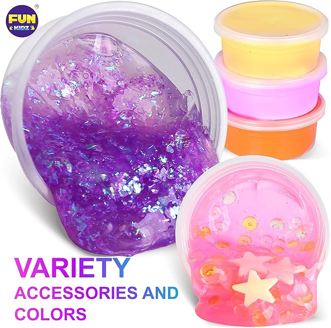 33 Cups Jumbo Slime Kit for Kids, FunKidz Premade Ultimate Slime Pack to DIY Soft, Cloud, Clear, Butter, Glitter, Glow in Dark Slime Making Kit Party Favors Gift Toys for Girls and Boys