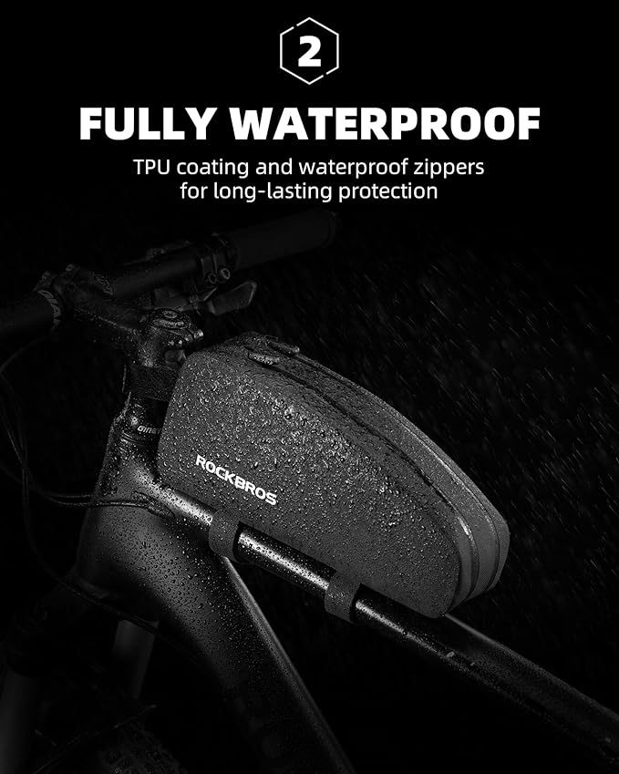 ROCKBROS Top Tube Bag Bike Frame Bag with Dual Zippers Bike Pouch