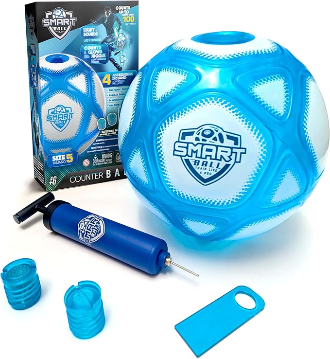 Official SBCB1-A2 Interactive Soccer Training Ball w/Pump - Gift f/Boys & Girls, Counting Ball w/Bright Lights and Voice Sounds - Tracks up to 100 Kicks w/Speaker - Size 5-2 Play Modes