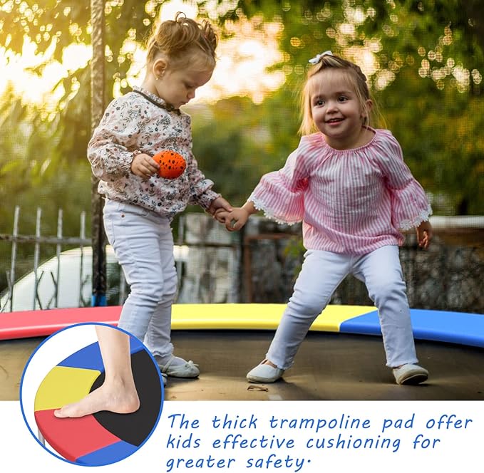 Giantex 8Ft 10Ft 12Ft 14Ft 15Ft 16Ft Trampoline Pad, Tear-Resistant Edge Cover Springs Protection Pad, All Weather Replacement Trampoline Safety Pad