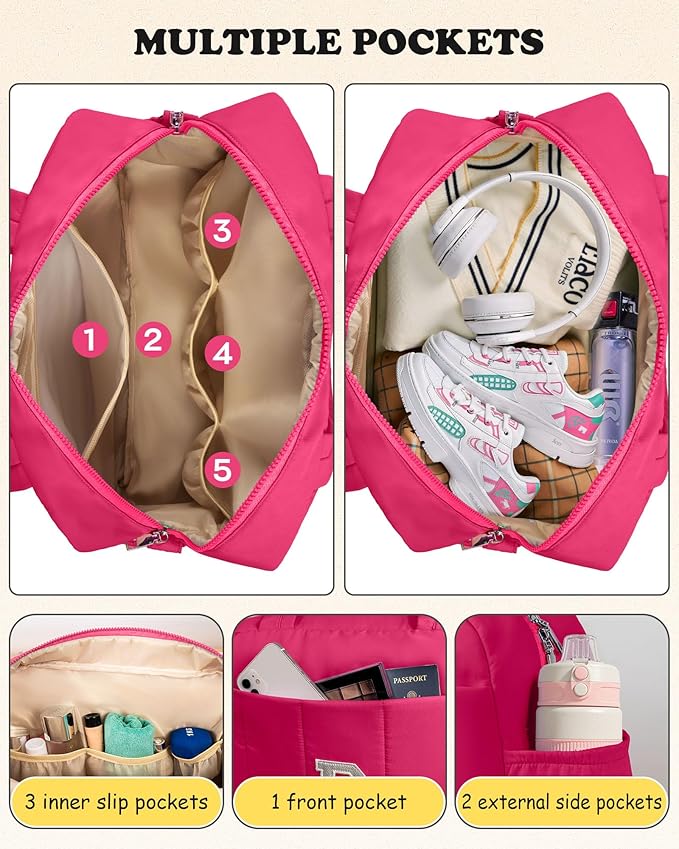 Gift for Teen Girls Dance Bag, Kid Weekender Bags，Girl Overnight Bag with Wet Pocket，Gifts for Teen Girls-Lightweight Travel Tote Personalized Cheer Bags with Makeup Pouch