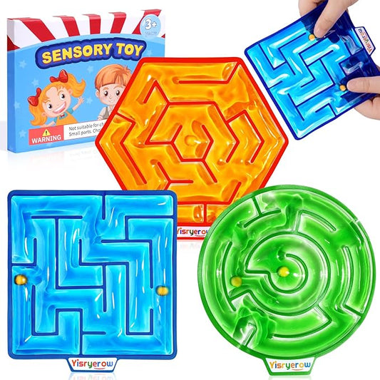 Sensory Squishy Toy | 3-Pack Maze Toy Filled with Goo | Sensory Toys for Kids with Autism | Quiet Fidget Toy | Calming Squishy Fidgets for Special Needs | Gifts Prizes for Classroom
