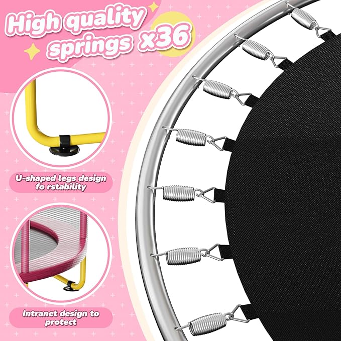 6FT Indoor Trampoline for Kids Ages 1-8, 72" Mini Toddler Indoor & Outdoor Trampoline with Safety Enclosure Net, Basketball Hoop & Dart Board, Birthday Gifts for Boys & Girls, Baby Toddler