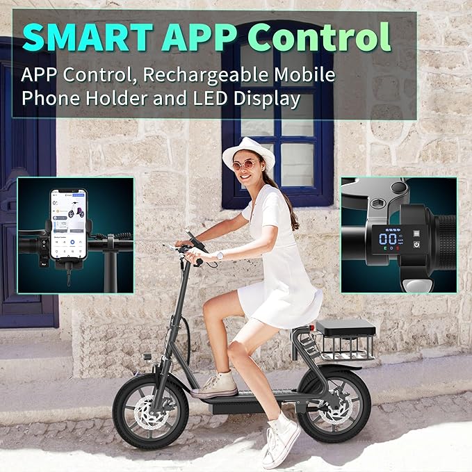 Electric Scooter, 8.5" /10" /14" Tire, 16/19/22 Mph Top Speed, 12/22/27/28/49 Miles Long Range, Folding Escooter for Adults and Teens with Dual Braking,Dual Suspension, App