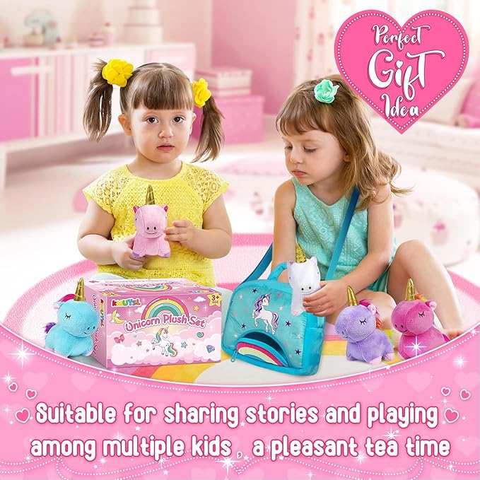 KMUYSL Toys for 18 Months+ Year Old Girls, Plush Stuffed Animal with 5 Unicorn Babies in Plush Bag Toy, Soft Plush Toys Set, Christmas Birthday Gifts for 2 3 4 5 6 7 8 Girls Boys Baby, Toddler, Kids