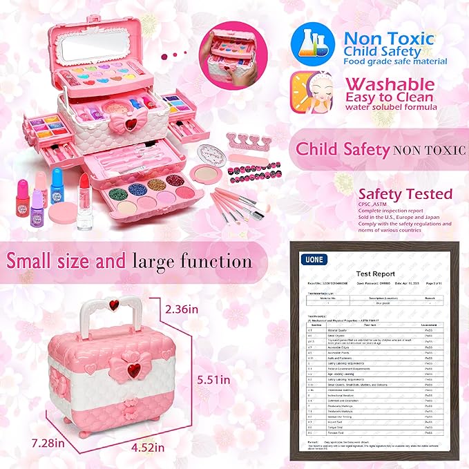 Kids Makeup Sets for Girls - Kids Makeup Sets for Girls 5-8, Maquillaje para Niñas, Play Make Up Kit, Best Toys for Little Girl,Princess Toddler Kid Stuff, Ages 3456789 10 Year Old Girl Birthday Gifts