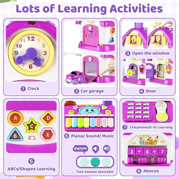 Marstone Toddler Toys for 1 Year Old Girl Gifts: 8 in 1 Multi-Functional Learning Baby Musical House for 1 2 3 Yr Old Girl and Boy Birthday Gifts, Educational Baby Toys 6-12, 12-18 Months