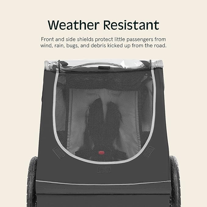 Single & Double Passenger Children’s Foldable/Collapsible Tow Behind Bike Trailer with 16" Wheels, Safety Reflectors & Rear Storage Compartment