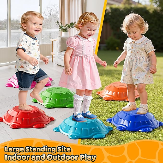 6 PCS Turtles Stepping Stones for Kids Aged 3 4 5 6 7 8, Sensory Non-Slip Stackable Toys for Toddlers 3-5, Outdoor Indoor Balancing Coordination, Obstacle Boys Toys, Birthday Gifts for 3-8