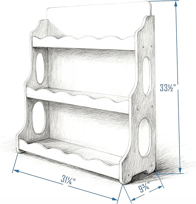Kids Bookshelf Wooden Montessori Book Shelf Dutch Design 3Tier Scalloped White Gift