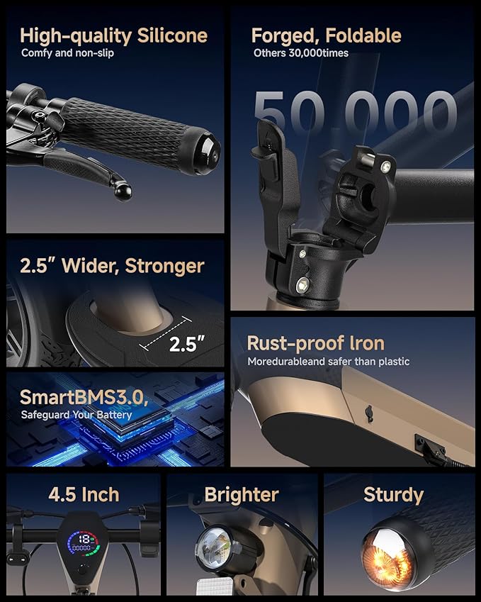 Electric Scooter for Adults, 30-32Miles Long Range Electric Scooters, 500W-750W Motor & 21-25MPH Adults Commuting Scooters, 10" Tires, Lightweight Foldable E-Scooter with Turn Signals