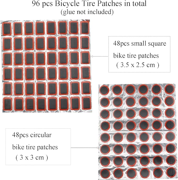 Bike Tire Patch Kit，Bike Repair Patch Bicycle Inner Tire Patch Repair Tool Kit for Road Mountain Bike Motorcycle