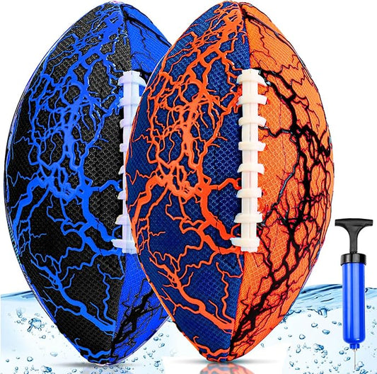 Jasonwell Pool Beach Water Football - 2 Pack Waterproof Football Strong Grip Fun Pool Toys Games for Swimming Pools Beach Lake Park Backyard Outdoor Play for Kids Children Teens Adults Family
