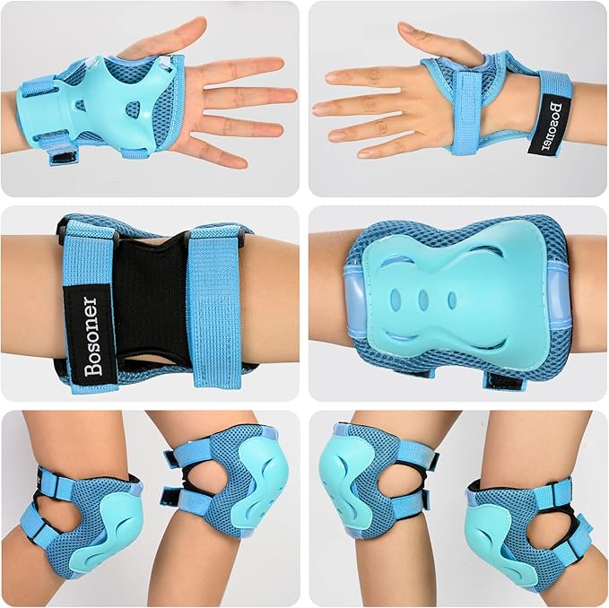 BOSONER Kids/Youth Knee Pad Elbow Pads Guards Protective Gear Set for Roller Skates Cycling BMX Bike Skateboard Inline Skatings Scooter Riding Sports