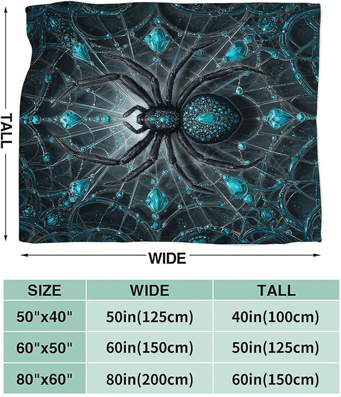 Spider Blanket Halloween Spider Lovers Flannel Blanket Lightweight Cozy Soft Throw Blankets Gift for Women and Men Couch Sofa Bed 60" x 50"