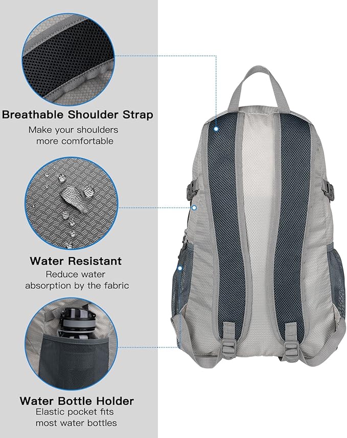 WATERFLY Small Lightweight Packable Backpack: 20l Ultra Light Foldable Travel Hiking Camping Daypack Day Pack for Man Woman