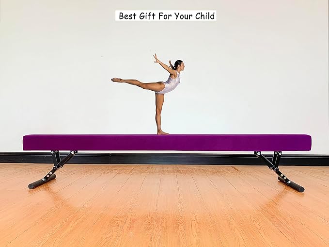 Adjustable Balance Beam 8 ft Gymnastic Beam Adjustable Height for Kids and Teenage of All Gymnastic Levels, Gymnastic Training Beam Gymnastic Equipment for Athlete Home and Gym Club Use