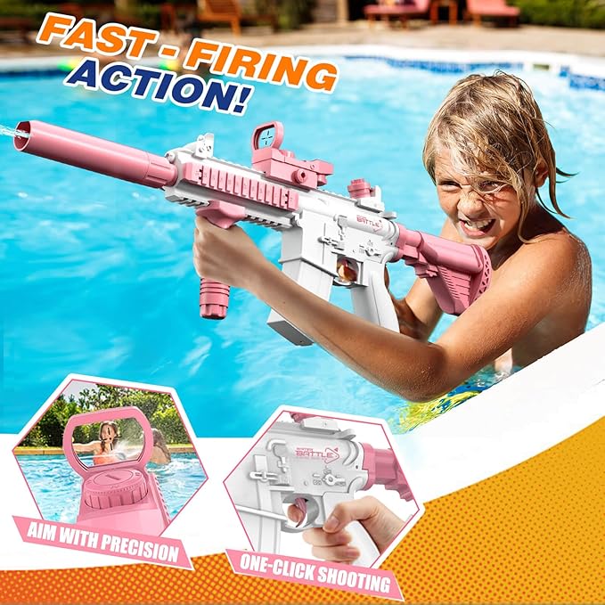 JONEG Electric Water Blaster for Kids Adults - Automatic, Extended-Range, Universal Inlet, Summer Outdoor Beach Swimming Pool Party Toys, Gift for Kids Age 8 9 10 11 12 Years Old Boys