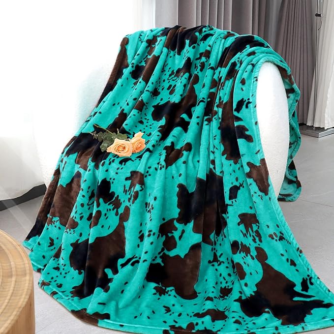 Fleece Blanket Throw for Bed - Teal Couch Throw Blanket Soft Cozy Bedding for House Bedroom Living Room Decor, Turquoise Teal Gifts for Women 50"x60", Lightweight, All Seasons