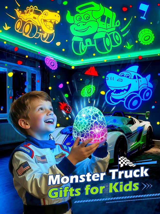 PIKOY Beast Truck Toys 【15 Sounds & 6 Films】 Beast Toy Trucks for Boys Age 3-7 [31 Colors & Remote Control] Dinosaur Toys for Kids 3-5 Dinosaur Egg Hatching Toy Dinosaurs Egg Light for Nursery