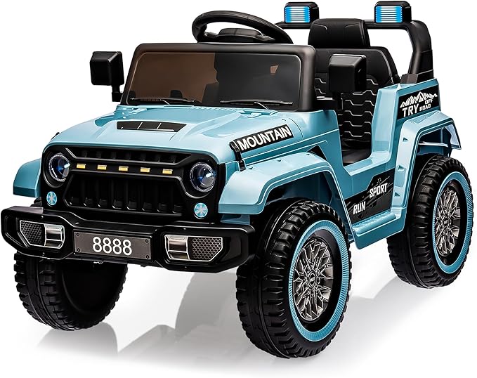12V Kids Ride-on Truck with Parent Remote Control,All-Terrain Electric Car with Twin 35w Motors, 3 Speeds & Spring Suspension,LED Lights for Fun Night Drives,Ideal Gift for Boys & Girls