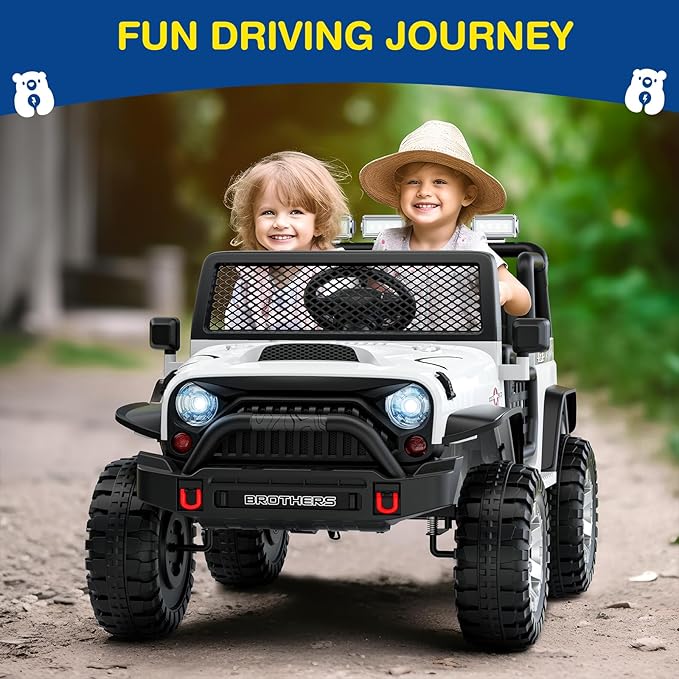 L8 2 Seater Ride On Car, 12V Kids Electric Car w/Remote Control, 4-Wheel Suspension, Bluetooth Speaker, Multi Music Modes, 3 Speeds, LED Lights, Xmas & Birthday Gift Ideas for Kids Ages 3+