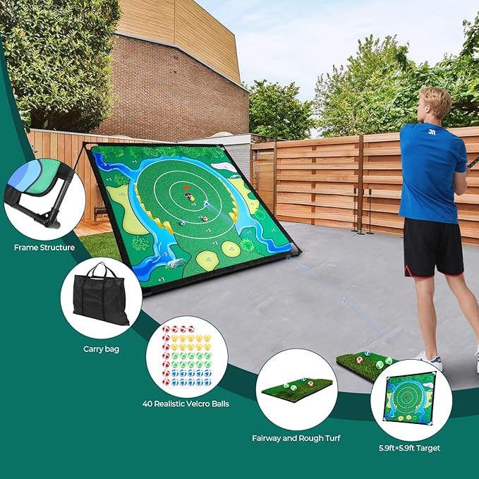 Chipping Golf Game Set, Backyard Golf Game, Equipped with Adjustable Clubs, Balls x 40; The Original Portable Golf Game for Chipping Practice for Family Golfers