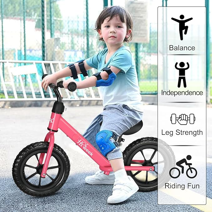 Toddler Balance Bike 12” No Pedal Training Bicycle for Kids 24 Months to 5 Years Tool-Free Adjustments Seat and Handlebar Best Gift for 2 3 4 5 Boys Girls