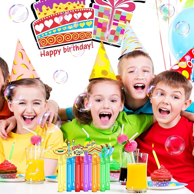 AFZMON 24Pcs Cinco De Mayo Party Favors Bubble Wands for Kids, Mexican Fiesta Mini Bubbles Wand Toys, Taco Party Supplies Goodie Gift Bag Stuffers Pinata Classroom Prizes
