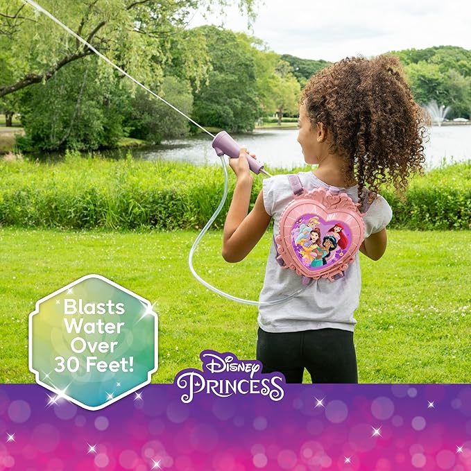 Disney Princess Water Backpack Water Toy, Outdoor Water Blaster for Kids